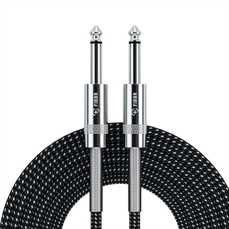 FIBBR Guitar Cable 6FT Professional Instrument Cable 1/4 inch TS Straight to Straight Electric Guitar Bass AMP Cord for Guitar, Bass, Mandolin, Keyboard, Pro Audio - Nylon Braided (Black) - Image 1